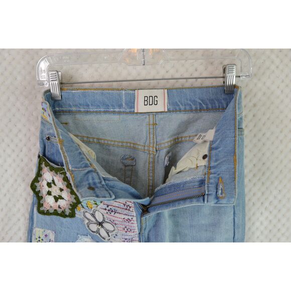 Urban Outfitters BDG Women's 25 High Waisted Patchwork Flare Light Wash Jeans - Picture 9 of 16
